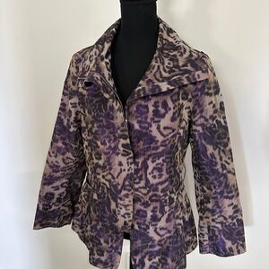 Lafayette 148 New York Purple Iridescent Animal Print Jacket (sans belt)